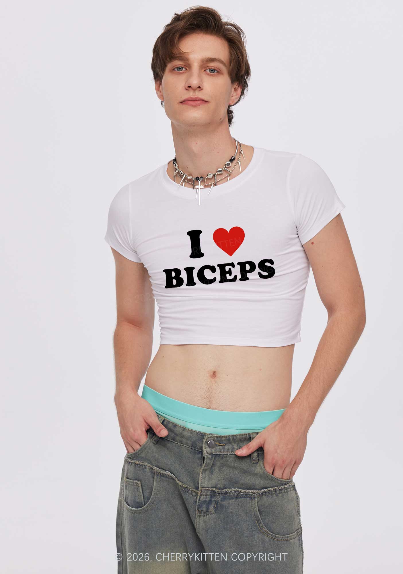I Love Biceps Valentine's Day Y2K Baby Tee Cherrykitten