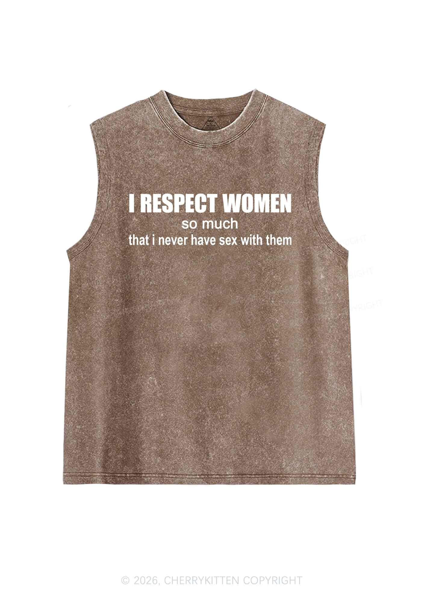 I Respect Women Pride Y2K Washed Muscle Tank Cherrykitten