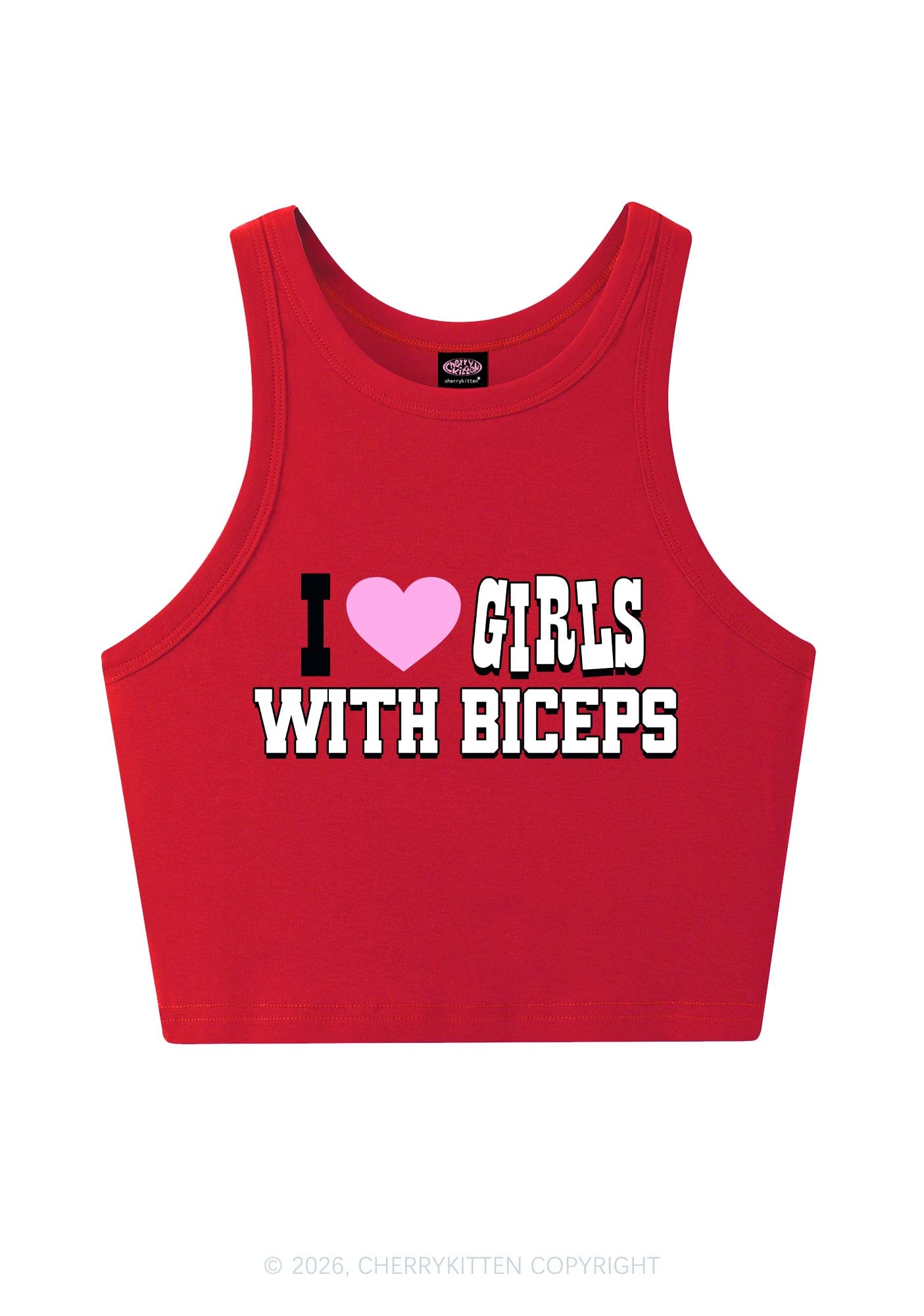 I Love Girls With Biceps Y2K Crop Tank Top Cherrykitten