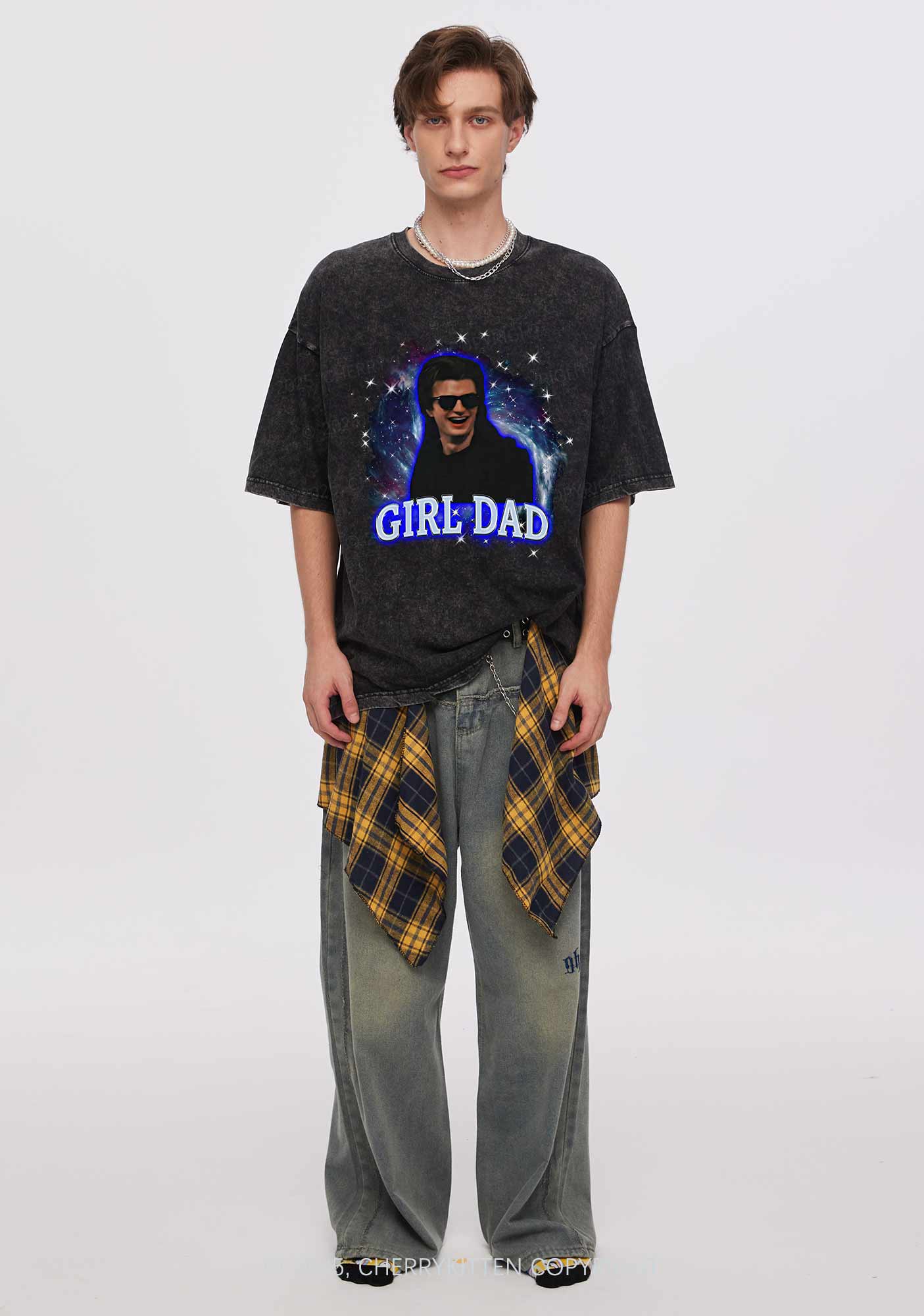 Girl Dad Starry Sky Y2K Shirts Washed Tee Cherrykitten