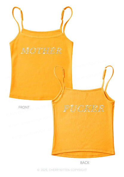 Rhinestone Motherfxcker Two Sides Y2K Spaghetti Strap Cami Cherrykitten