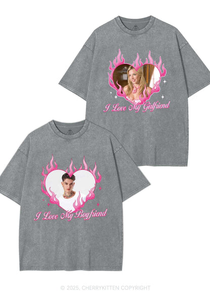 Custom I Love My GF BF Y2K Valentine's Day Washed Tee Cherrykitten