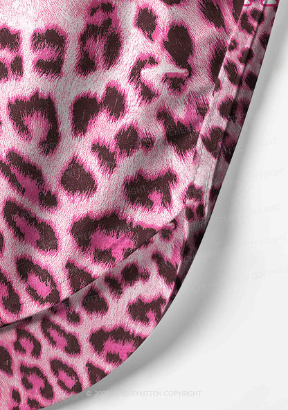 Pink Leopard Faggot Pride Y2K Print Men Beach Shorts Cherrykitten