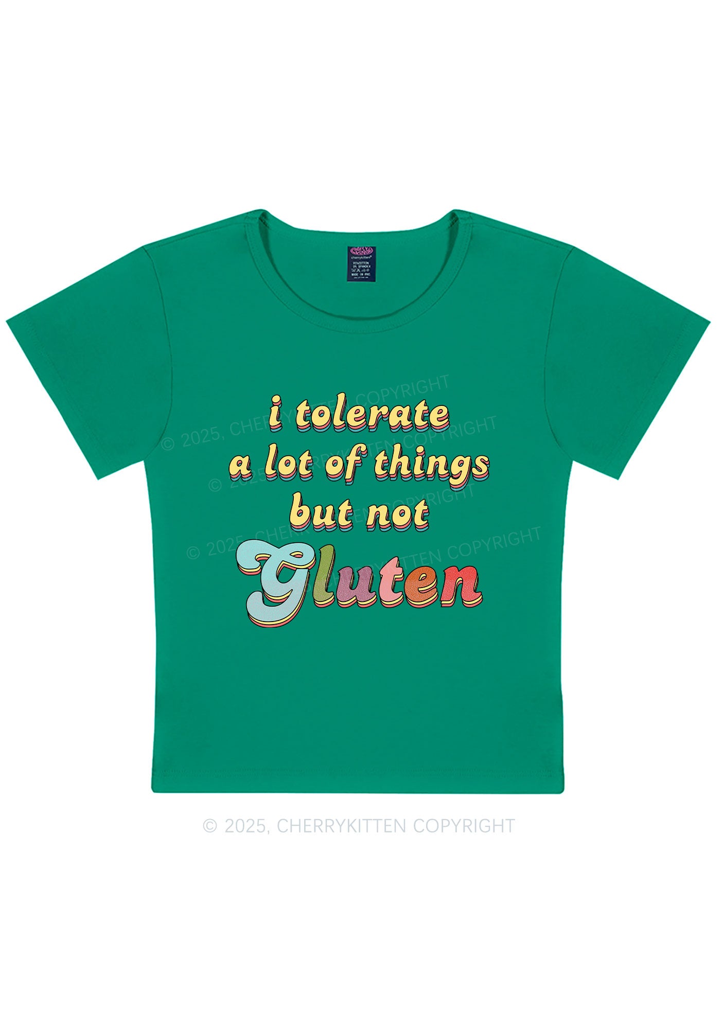 Tolerate Gluten Y2K Baby Tee Cherrykitten