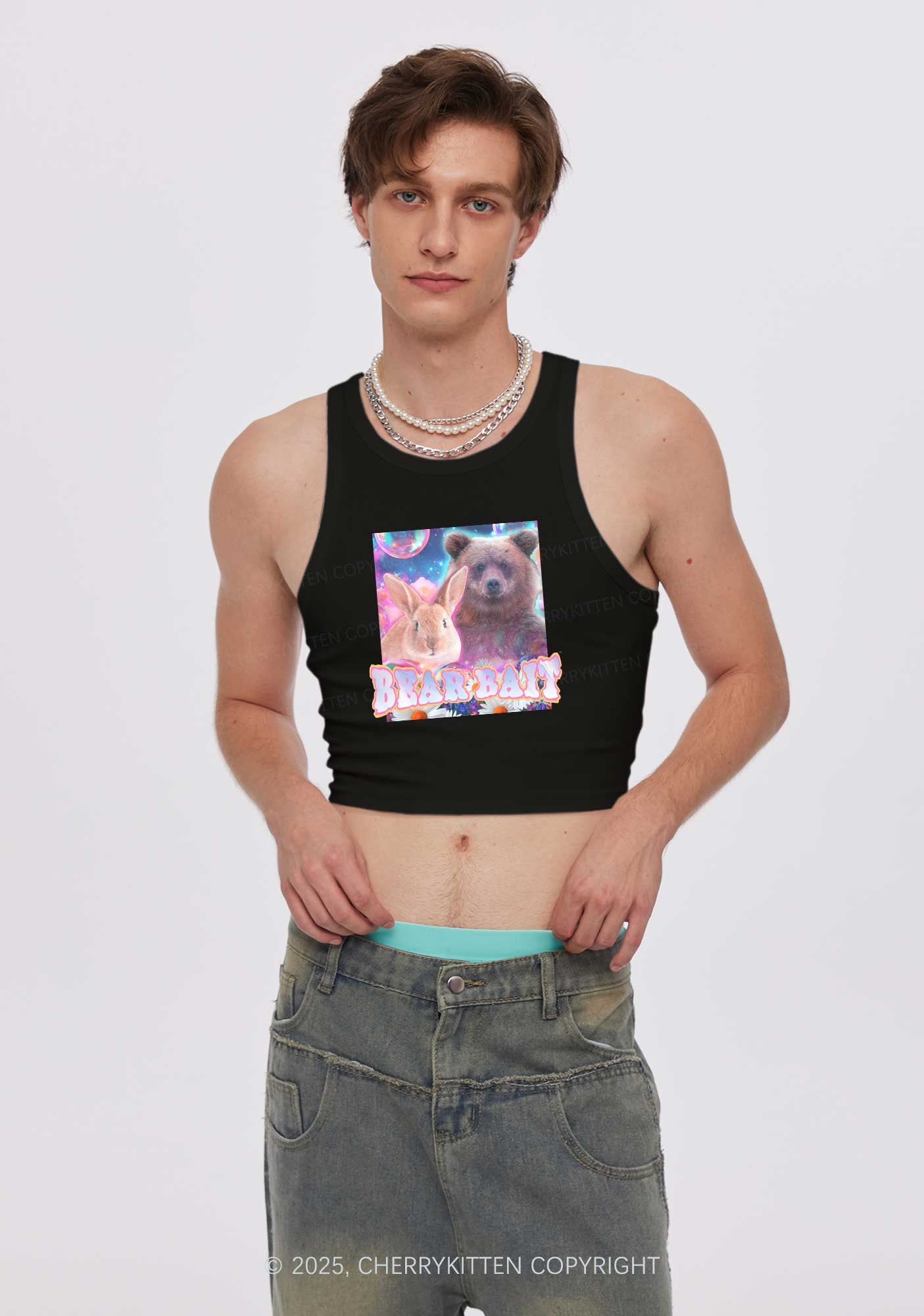 Bear Bait Pride Y2K Crop Tank Top Cherrykitten