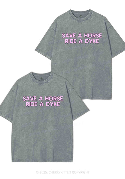 Save Horse Ride Dyke Y2K Valentine's Day Washed Tee Cherrykitten