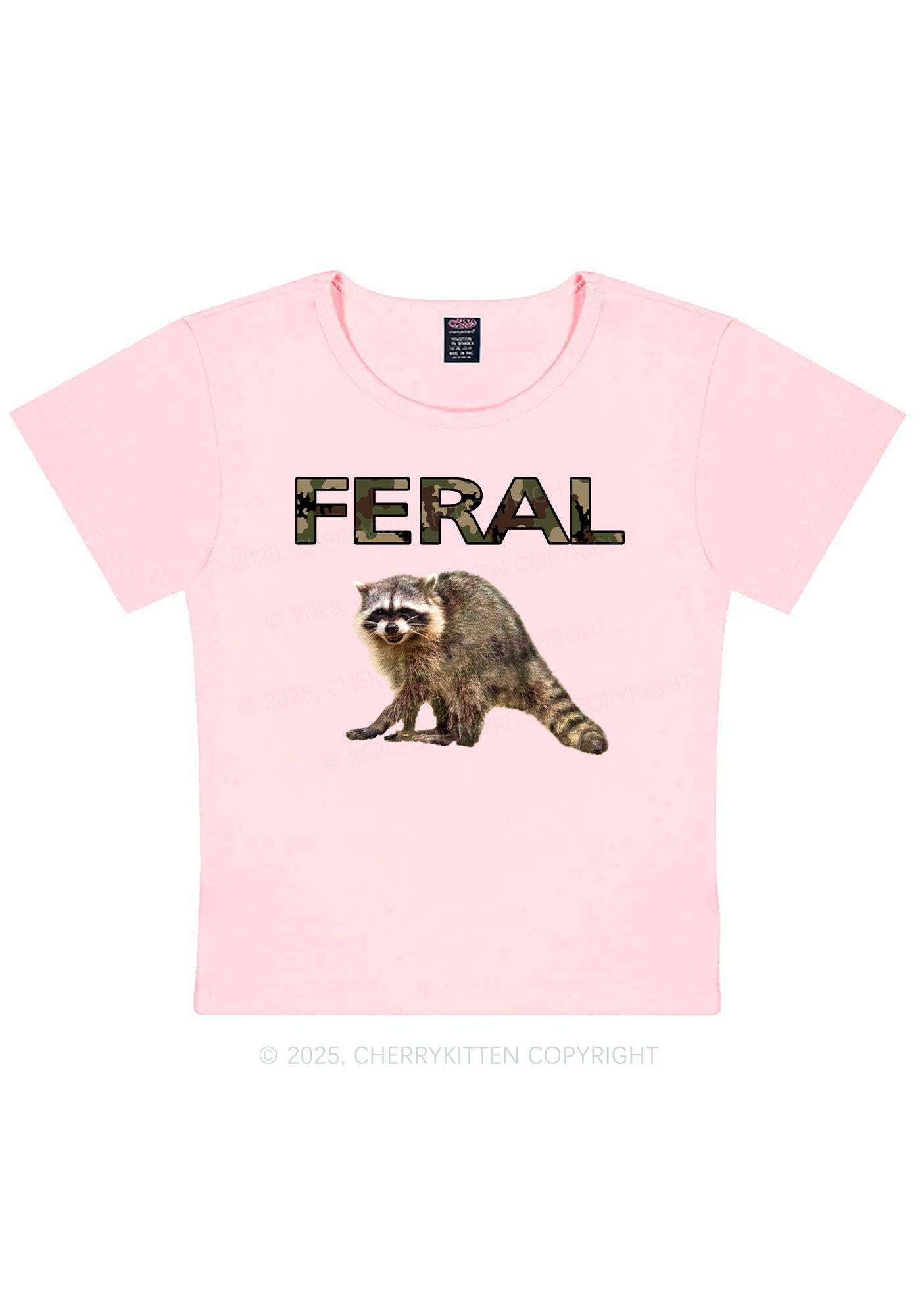 Feral Raccoon Y2K Baby Tee Cherrykitten