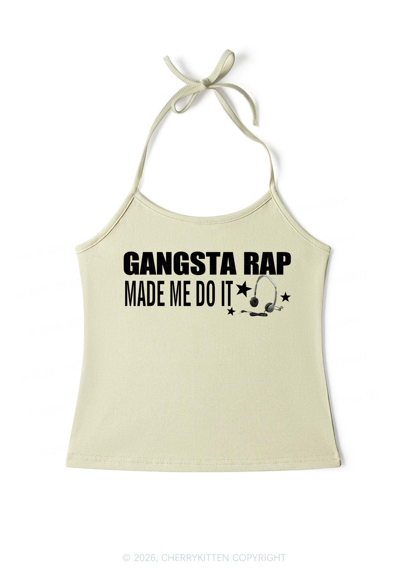 Gangsta Rap Made Me Do It Y2K Halter Neck Cami Cherrykitten