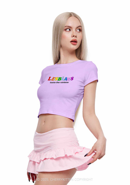 Lesbians Taste The Rainbow Y2K Baby Tee Cherrykitten