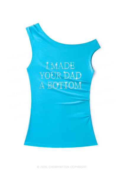 Rhinestone Made Your Dad A Bottom Pride Y2K Off Shoulder Tank Top Cherrykitten
