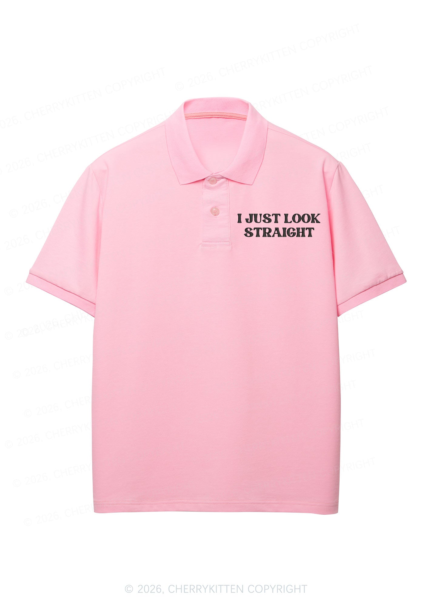 Embroidered I Just Look Straight Pride Y2K Polo Shirts Cherrykitten