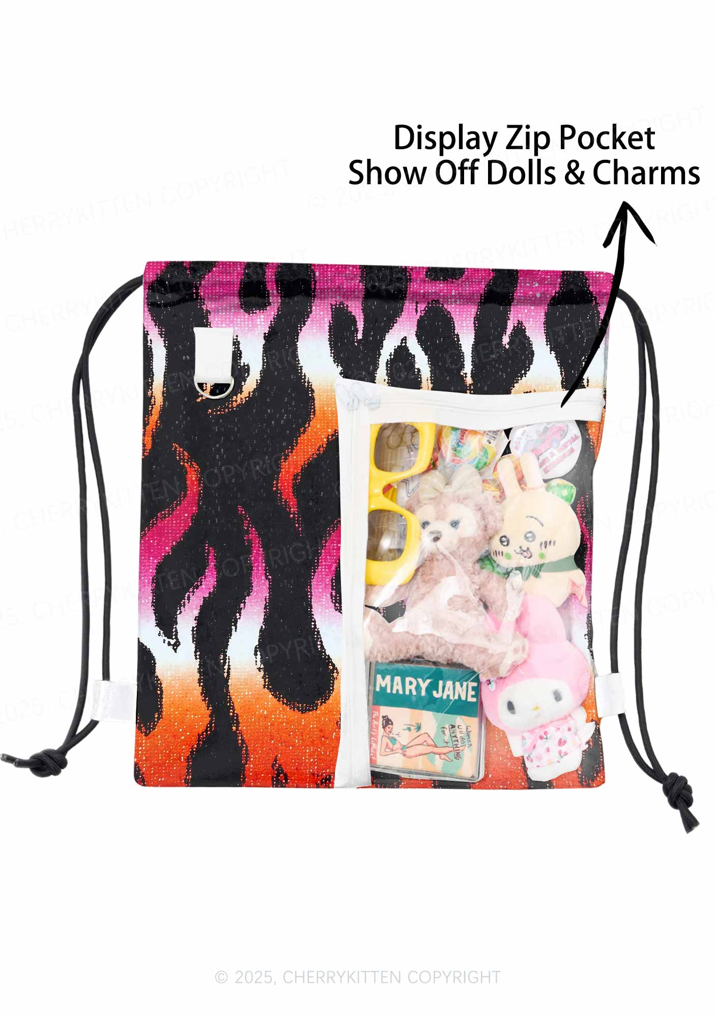 Lesbian Flame Pride Y2K Drawstring Itabag Backpack Cherrykitten