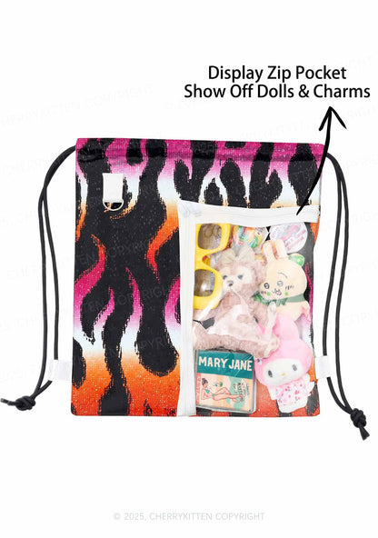 Lesbian Flame Pride Y2K Drawstring Itabag Backpack Cherrykitten