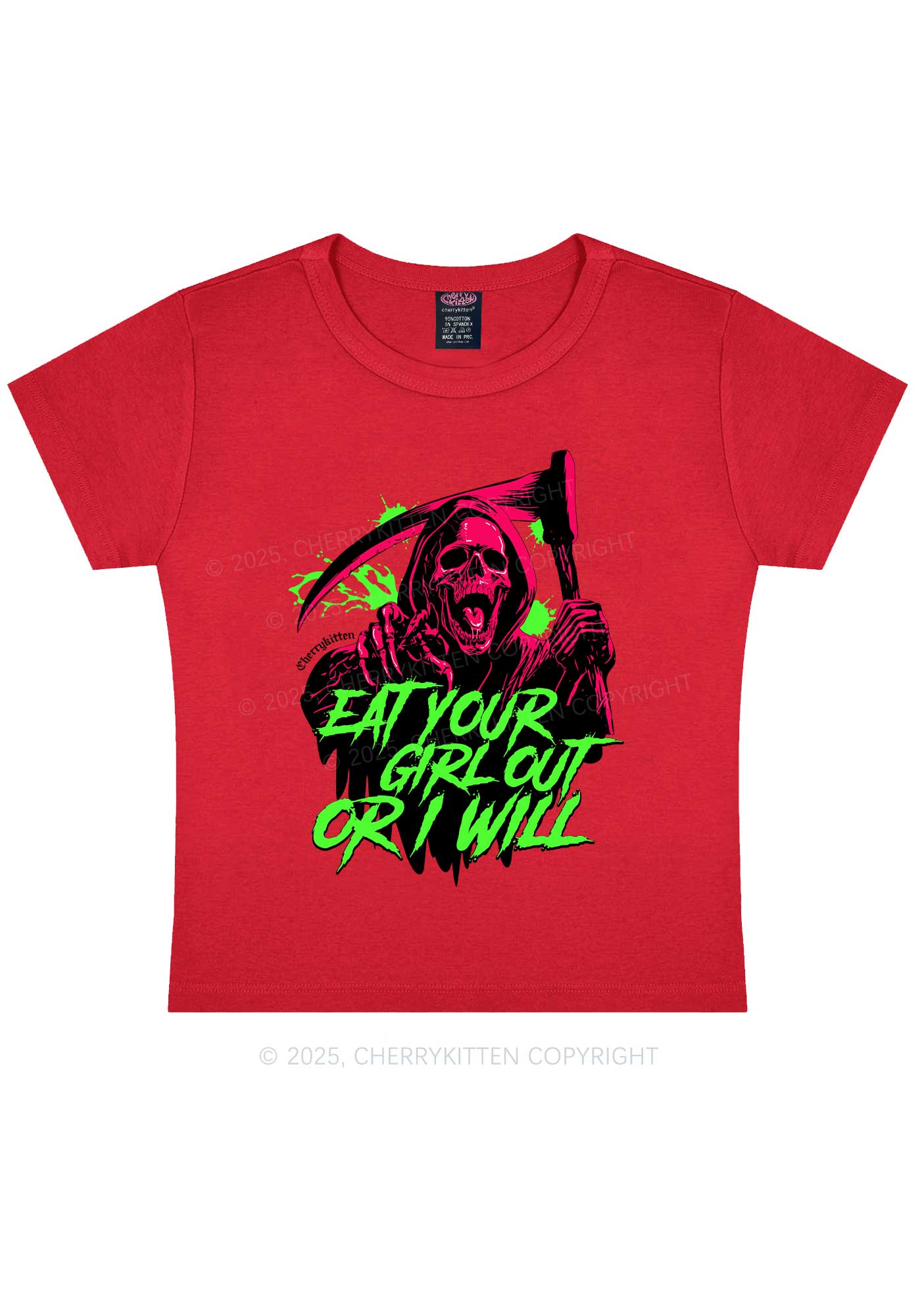 Hallowen Ghost Eat Your Girl Out Y2K Baby Tee Cherrykitten