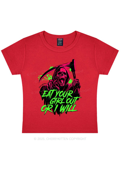 Hallowen Ghost Eat Your Girl Out Y2K Baby Tee Cherrykitten