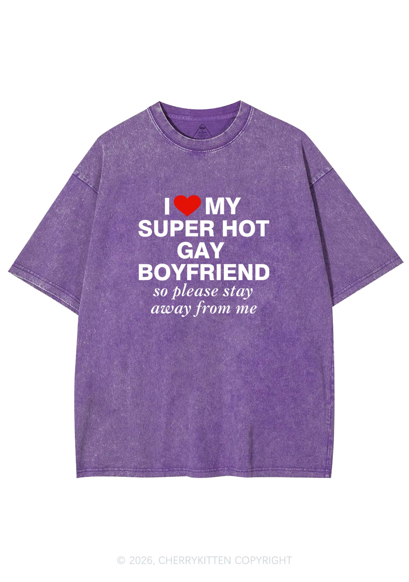 I Love My Super Hot Gay BF Pride Y2K Shirts Washed Tee Cherrykitten