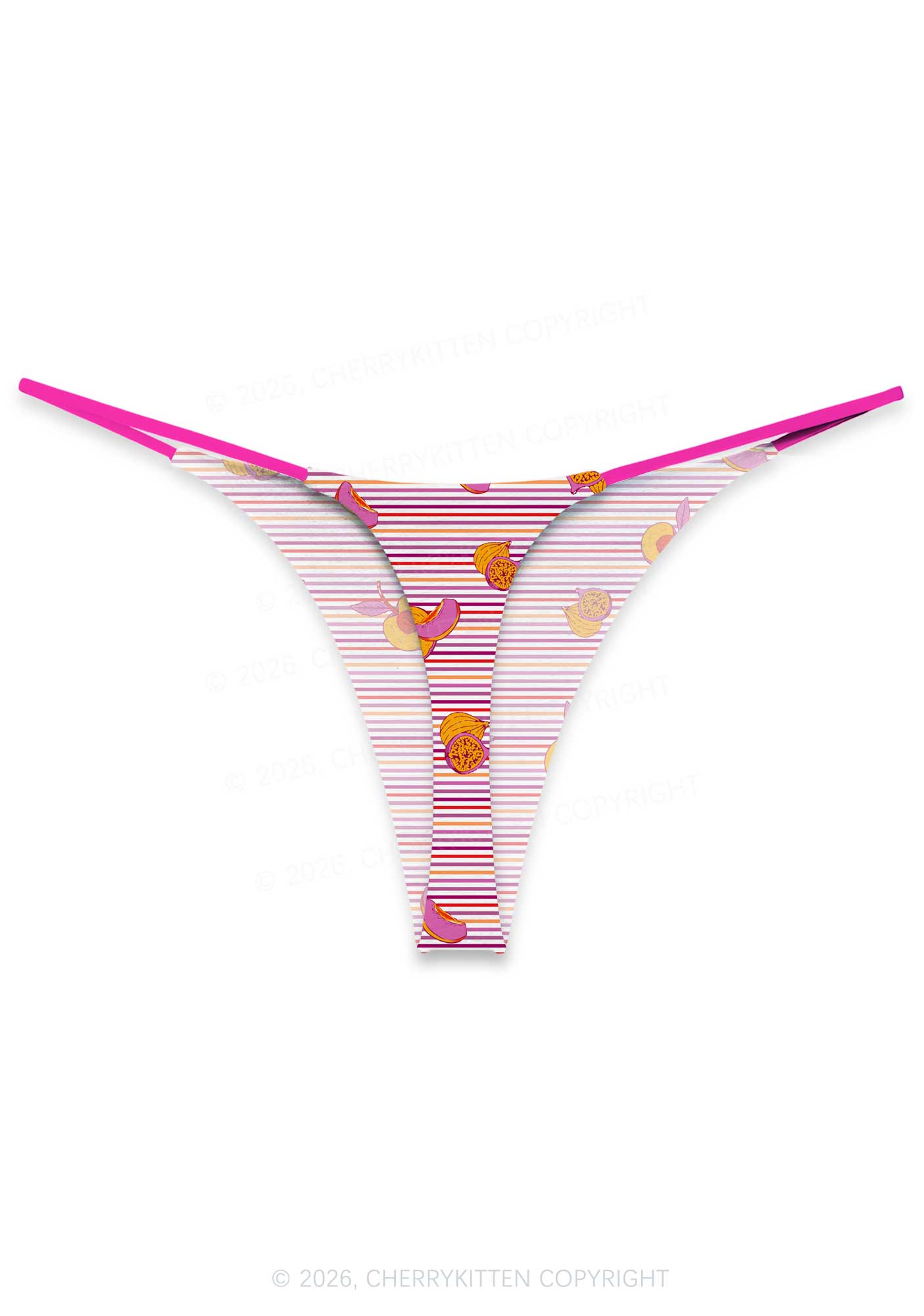 Peachy Lesbian Stripe Pride Y2K Print Bikini String Thong Cherrykitten