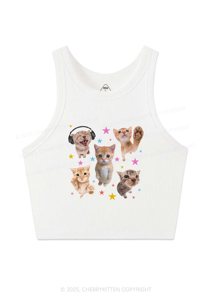 Adorable Cats Y2K Crop Tank Top Cherrykitten