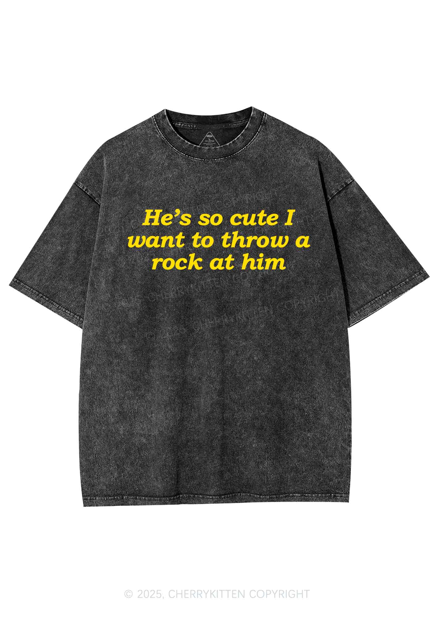 Throw A Rock At Him Y2K Shirts Washed Tee Cherrykitten