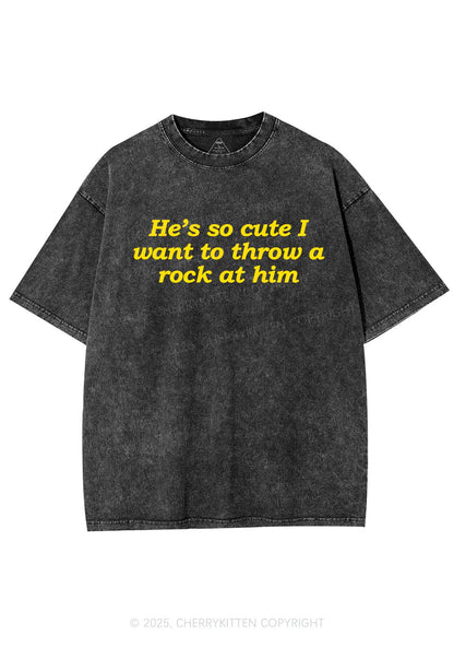 Throw A Rock At Him Y2K Shirts Washed Tee Cherrykitten