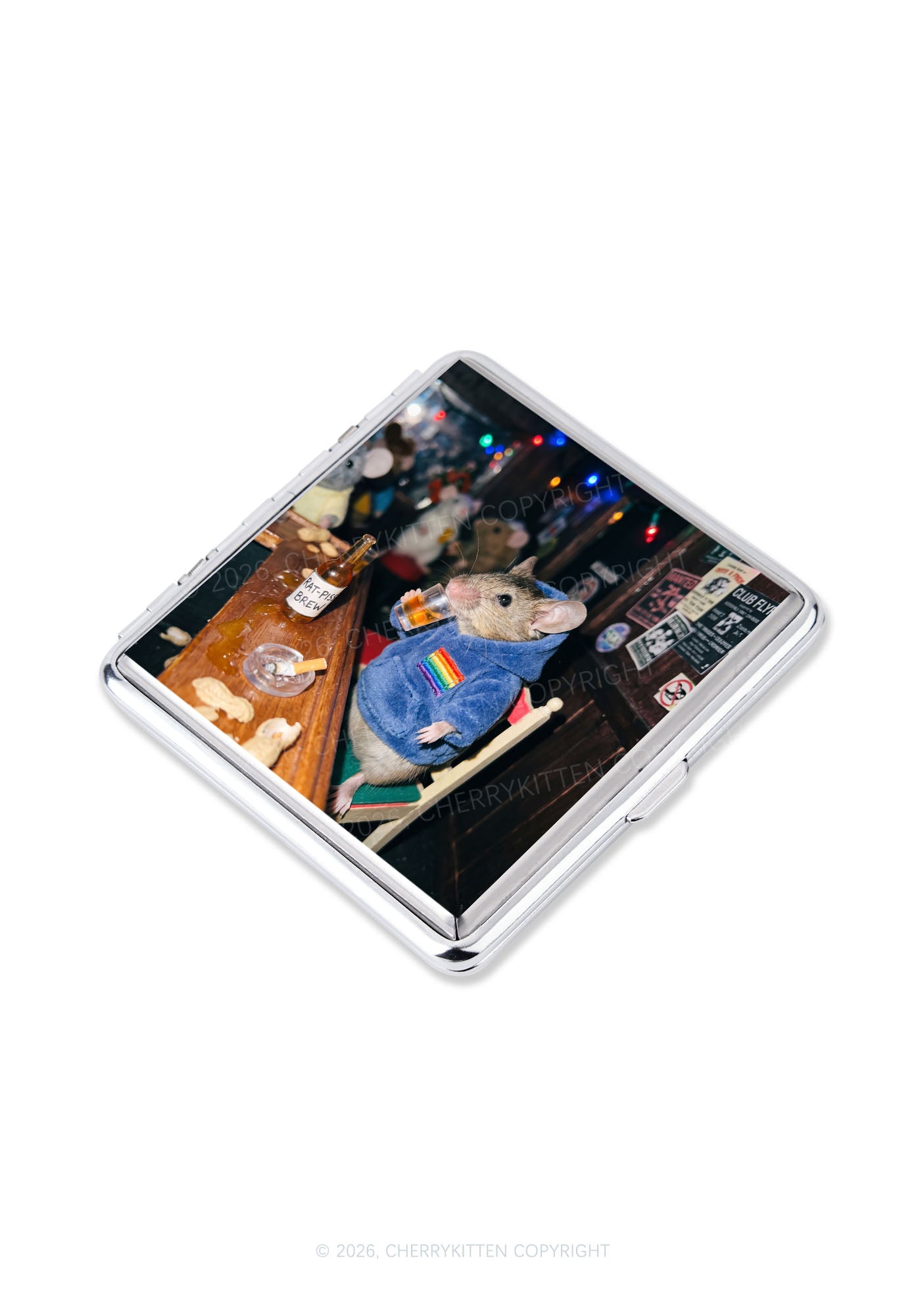 Blue Hoodie Rat Drinking Pride Y2K Cigarette Case Cherrykitten