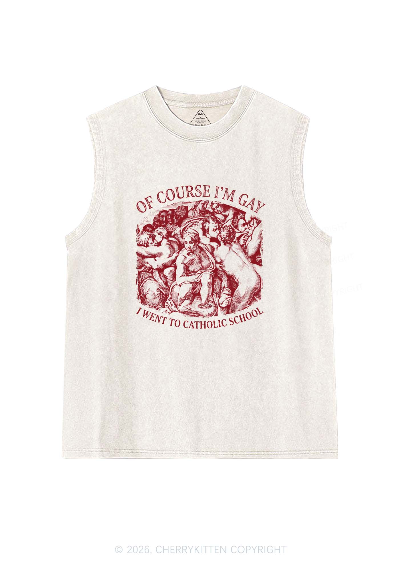 Of Course Im Gay l Pride Y2K Washed Muscle Tank Cherrykitten