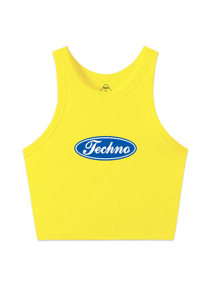 Oval Techno Y2K Crop Tank Top Cherrykitten