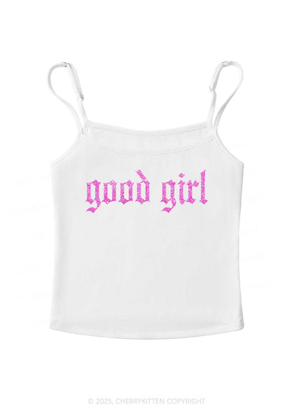 Glitter Good Girl Y2K Spaghetti Strap Cami Cherrykitten