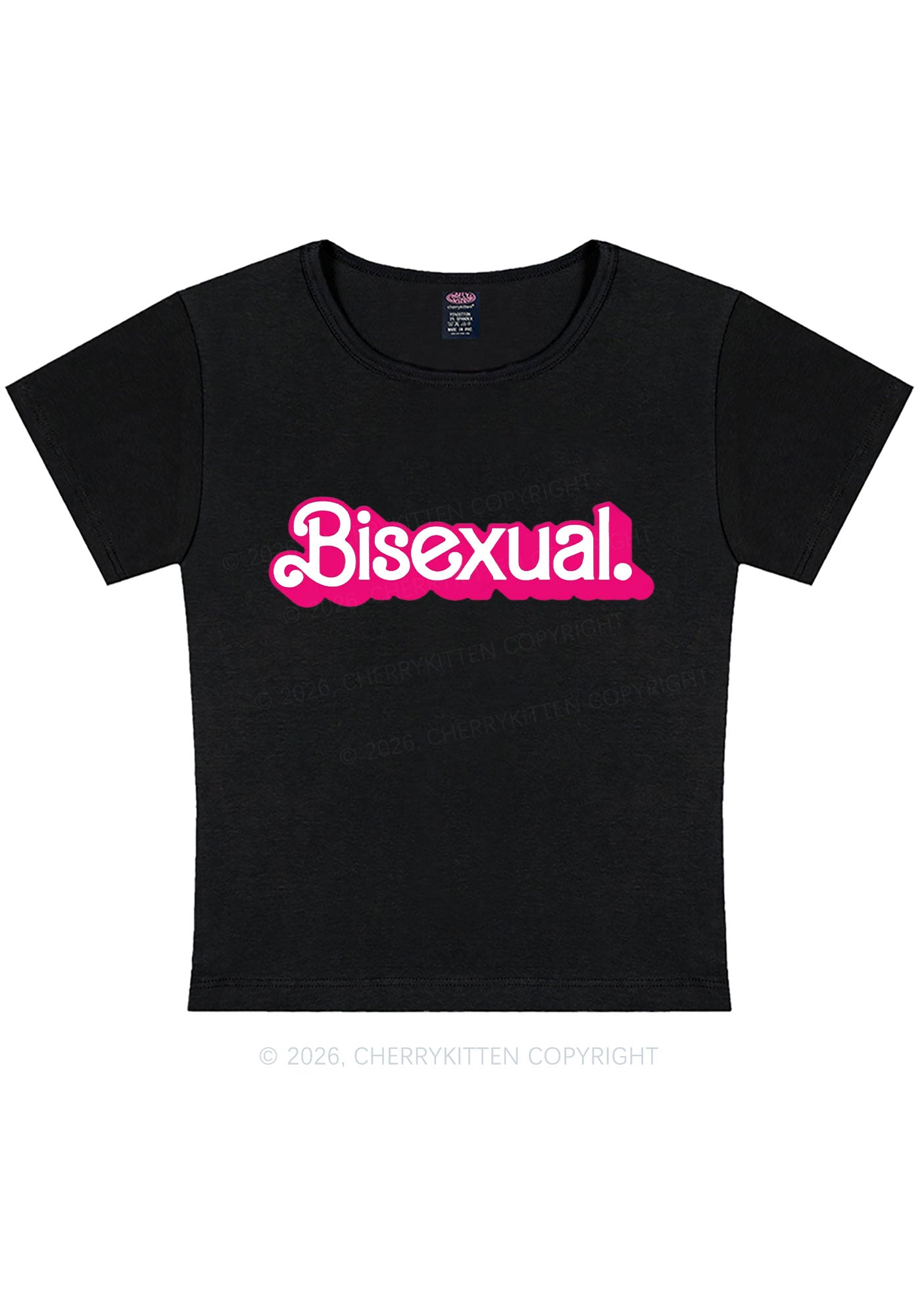 Pink Bisexual Pride Y2K Baby Tee Cherrykitten