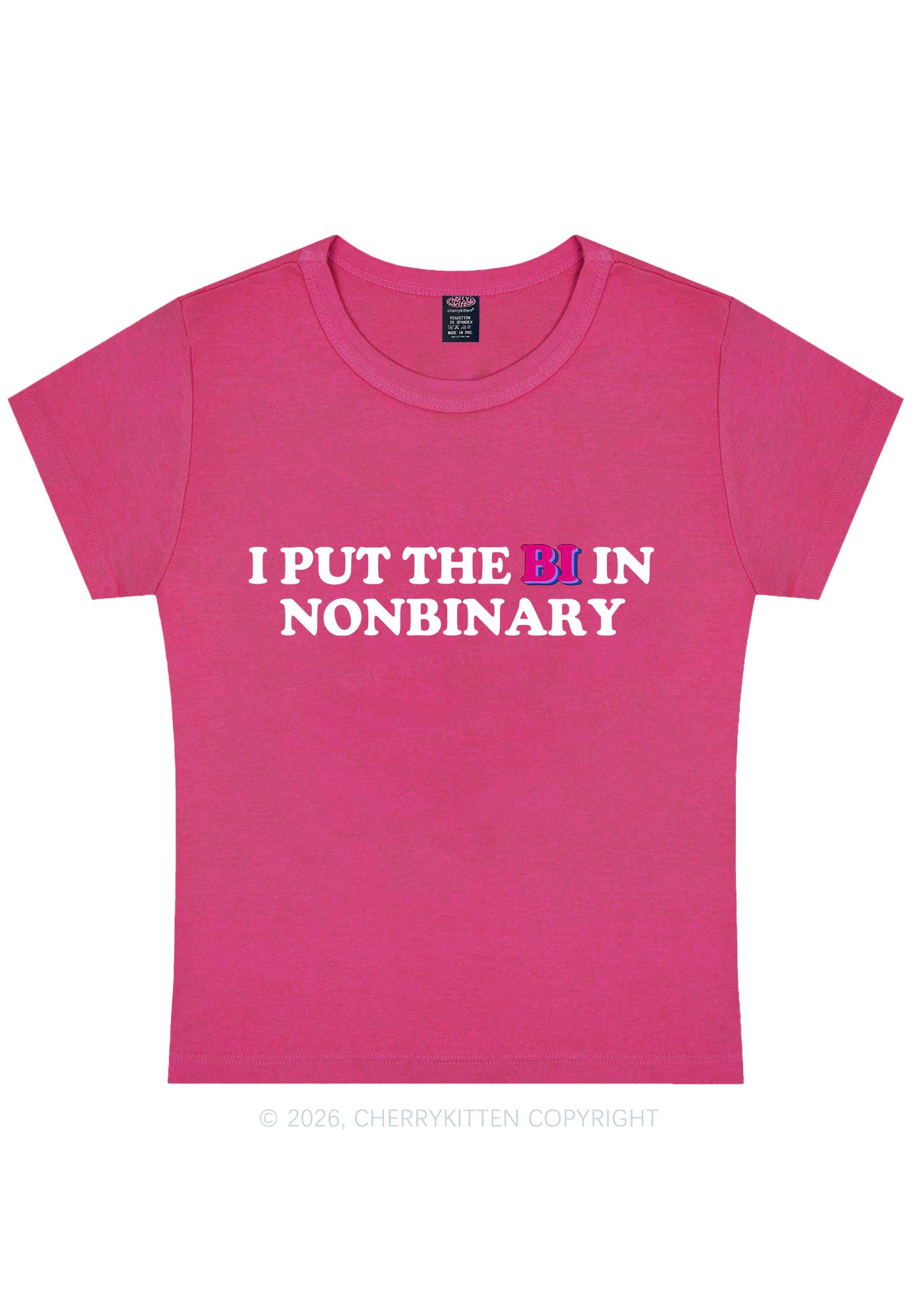 I Put The Bi In Nonbinary Pride Y2K Baby Tee Cherrykitten