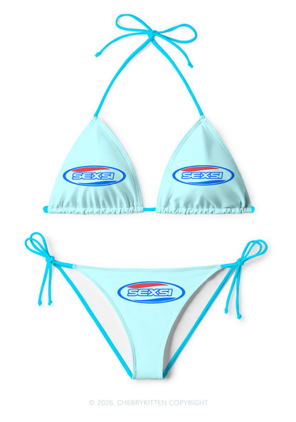 Light Blue Sexsi Y2K Print Bikini Set Cherrykitten