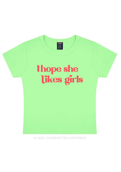 I Hope She Likes Girls Y2K Baby Tee Cherrykitten