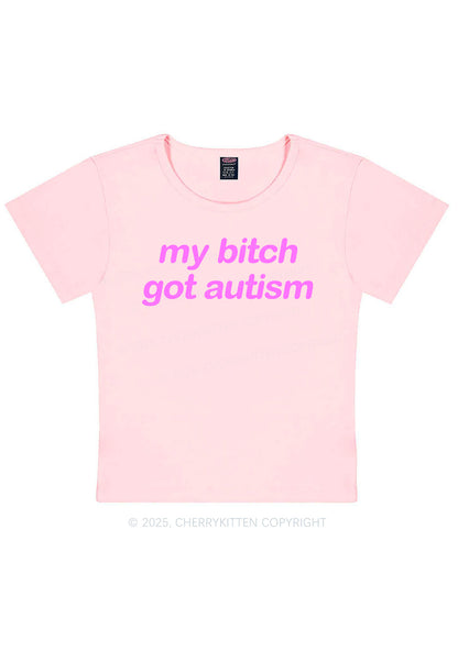 My Bxxch Got Autism Y2K Baby Tee Cherrykitten