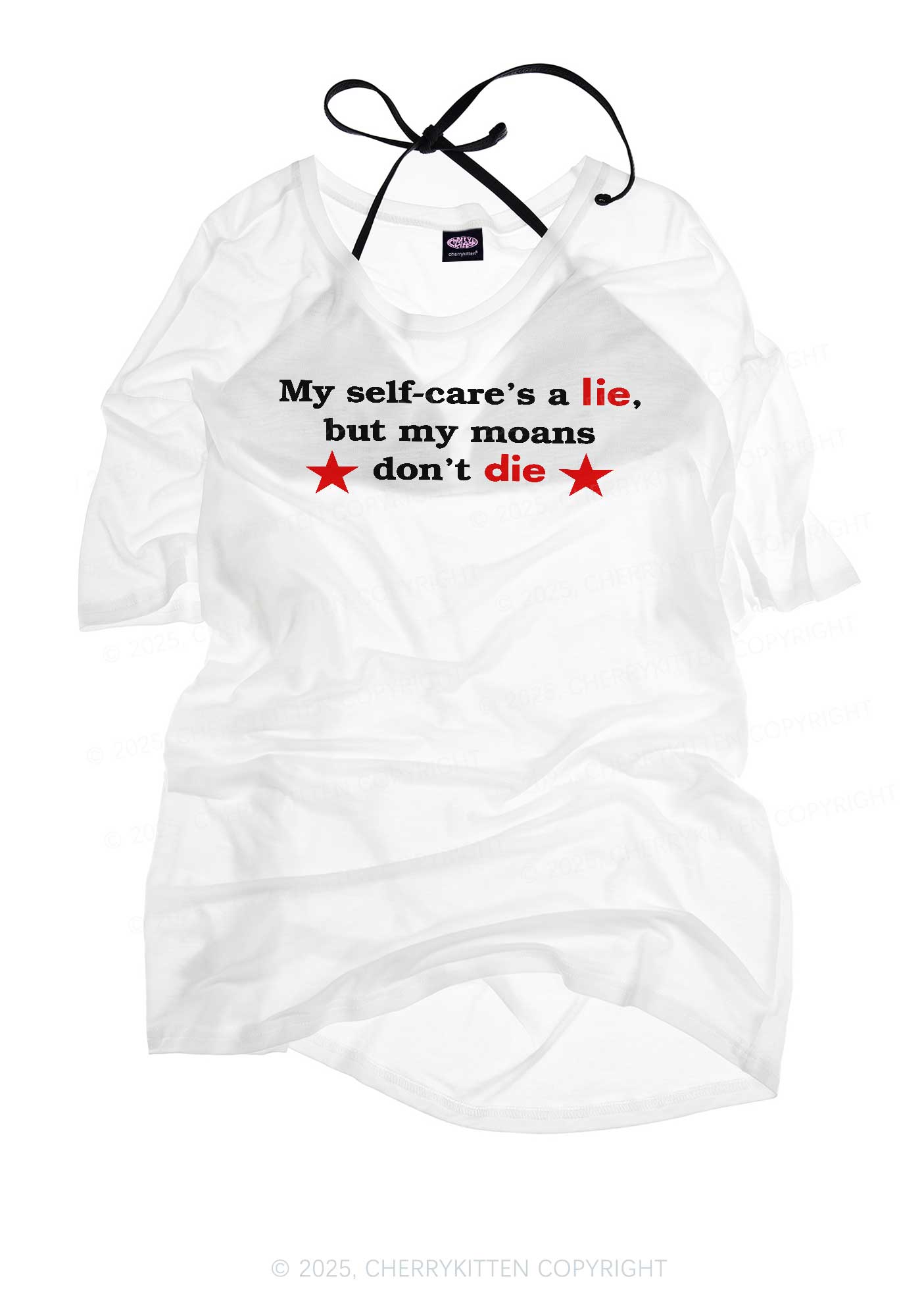 My Moans Dont Die Y2K Sheer Boyfriend Tee Cherrykitten