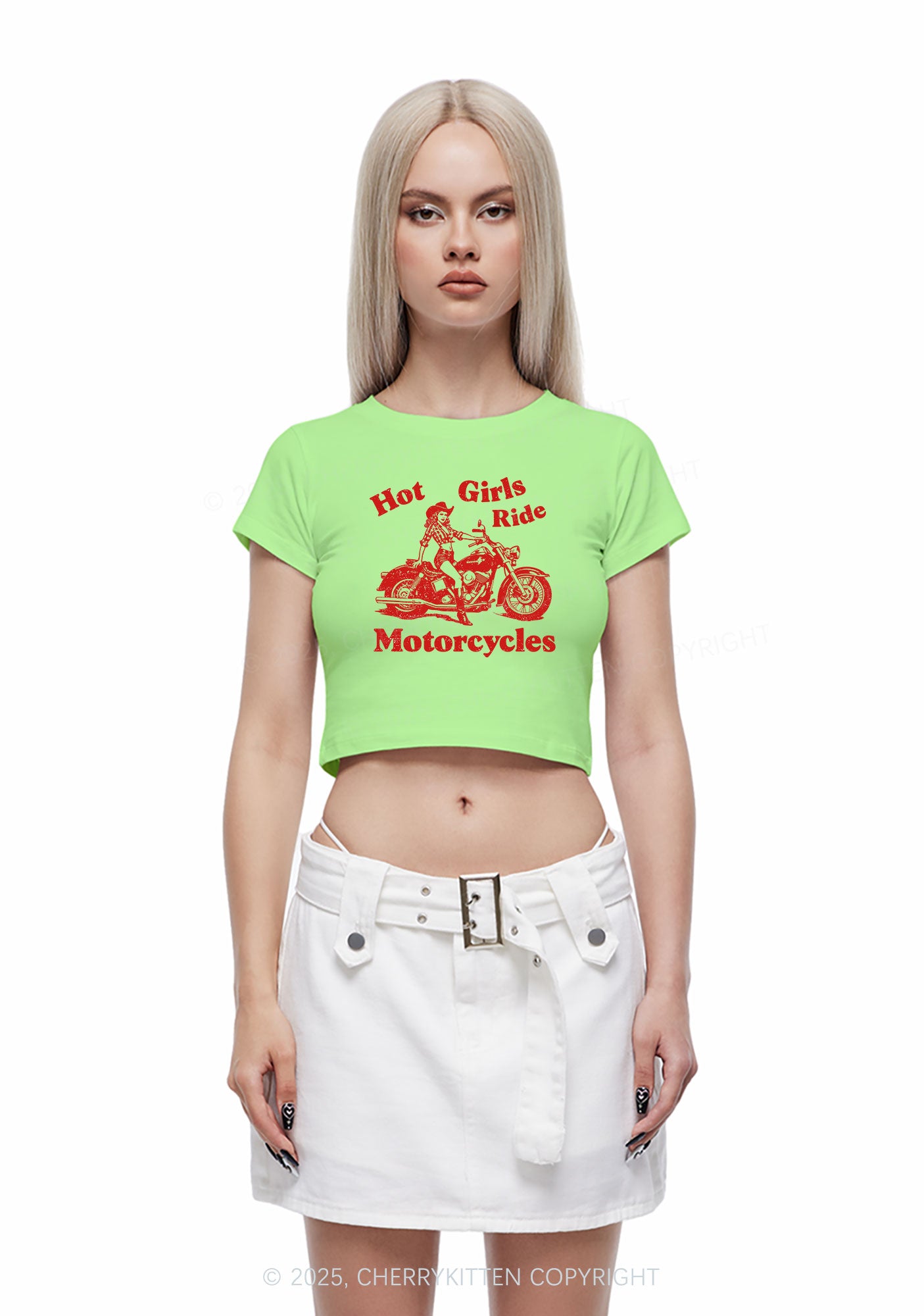 Hot Girls Ride Motorcycles Y2K Baby Tee Cherrykitten