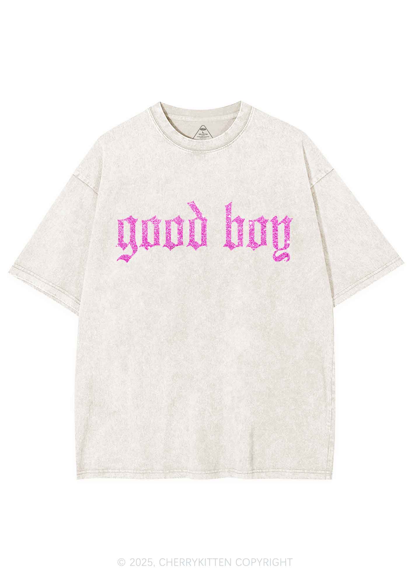 Glitter Good Boy Y2K Shirts Washed Tee Cherrykitten