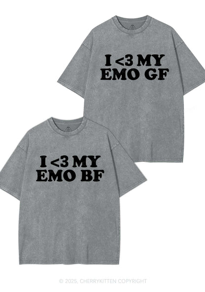 I Love My Emo BF GF Y2K Valentine's Day Washed Tee Cherrykitten