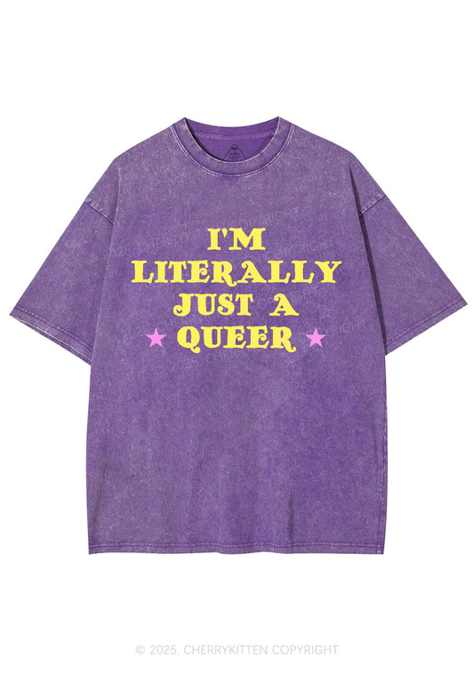 Just A Queer Pride Y2K Shirts Washed Tee Cherrykitten