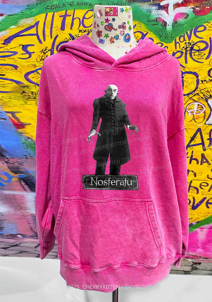 Halloween Male Vampire Y2K Washed Hoodie Cherrykitten