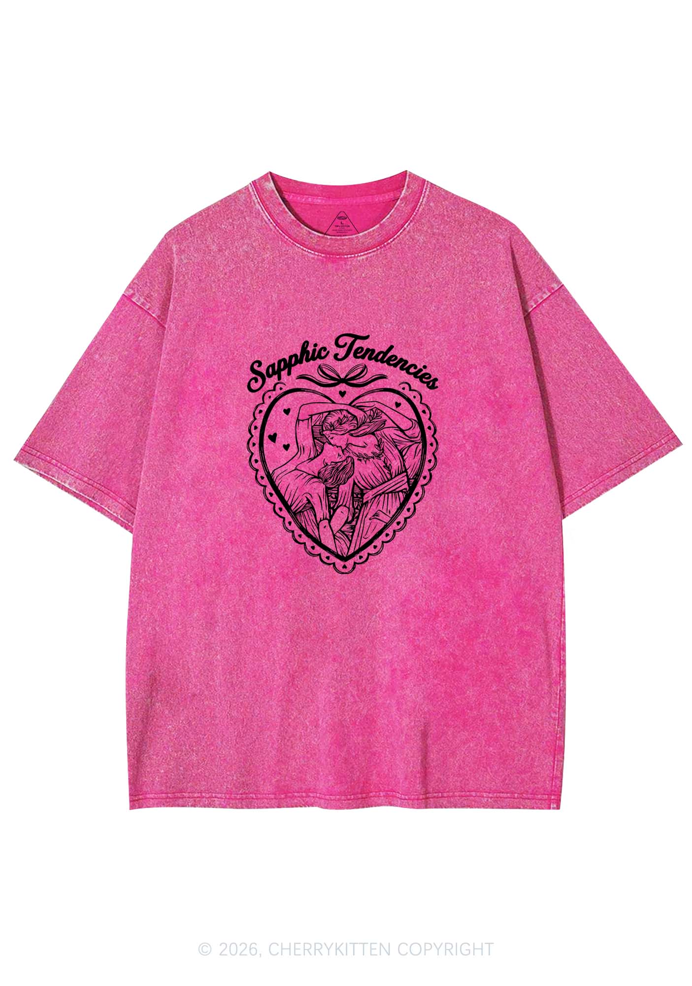 Sapphic Tendencies Art Pride Y2K Shirts Washed Tee Cherrykitten