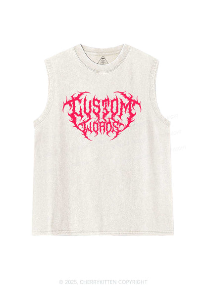 Custom Punk Words Y2K Washed Muscle Tank Cherrykitten