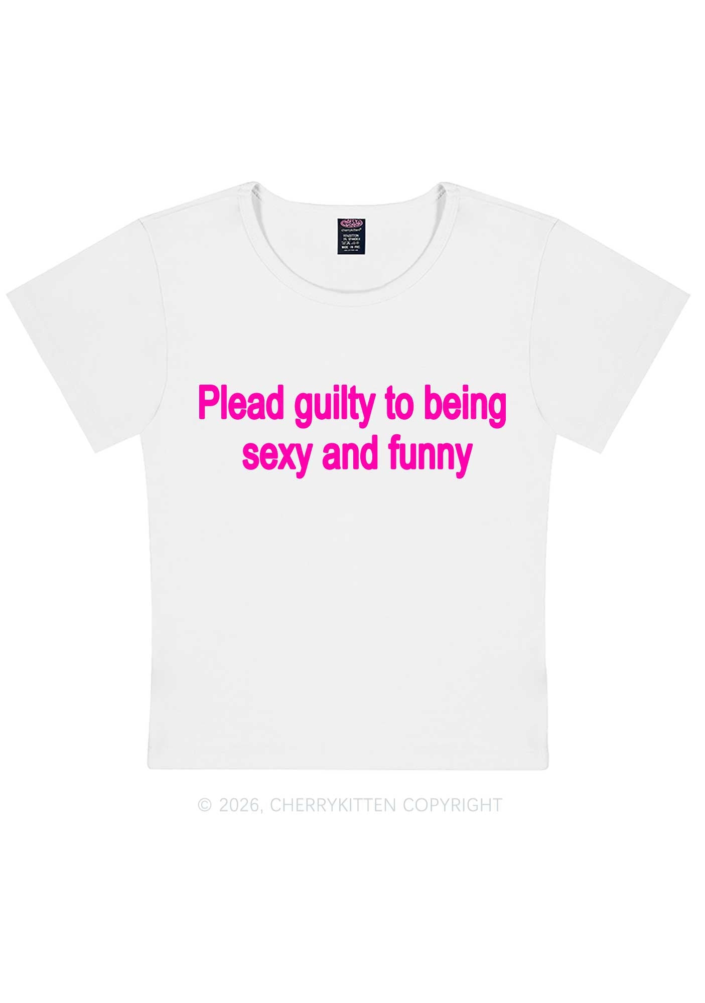 Plead Guilty To Being Funny Y2K Baby Tee Cherrykitten