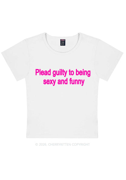 Plead Guilty To Being Funny Y2K Baby Tee Cherrykitten