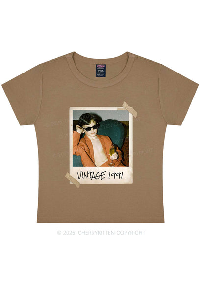 Custom Vintage Photo And Year Y2K Baby Tee Cherrykitten