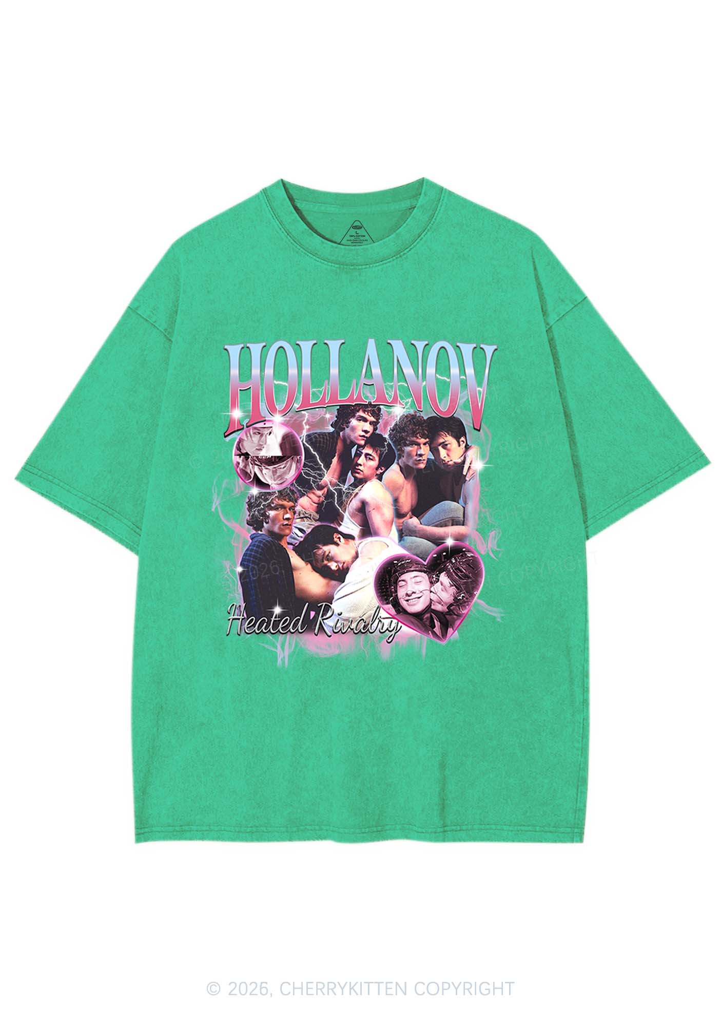 Retro Pink Blue HR Y2K Shirts Washed Tee Cherrykitten