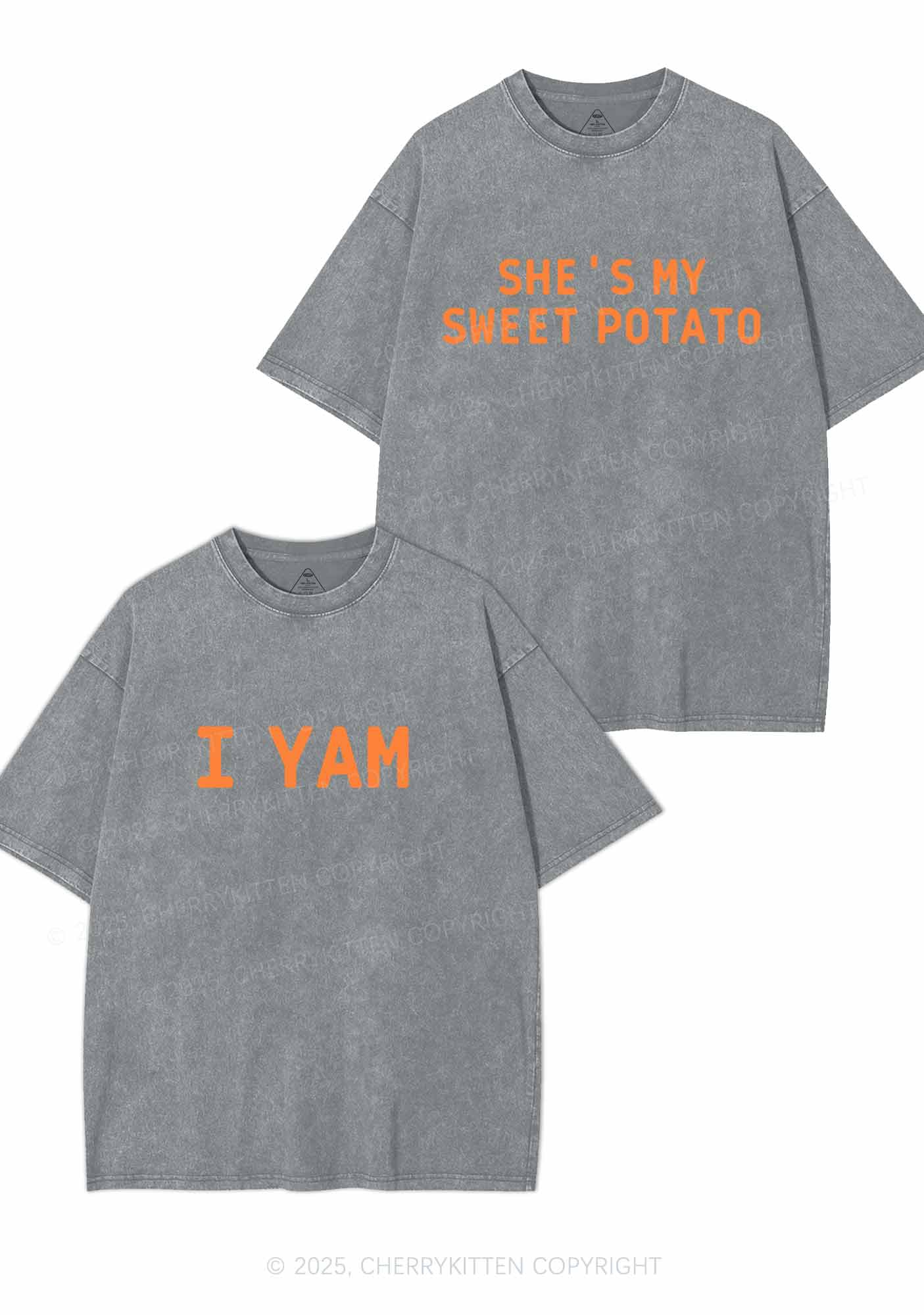 Shes My Sweet Potato Y2K Valentine's Day Washed Tee Cherrykitten
