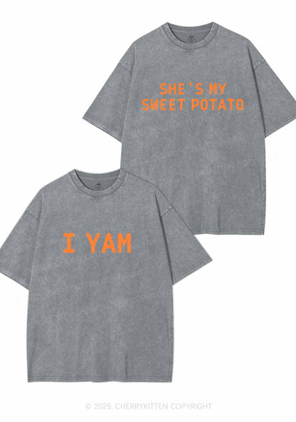 Shes My Sweet Potato Y2K Valentine's Day Washed Tee Cherrykitten