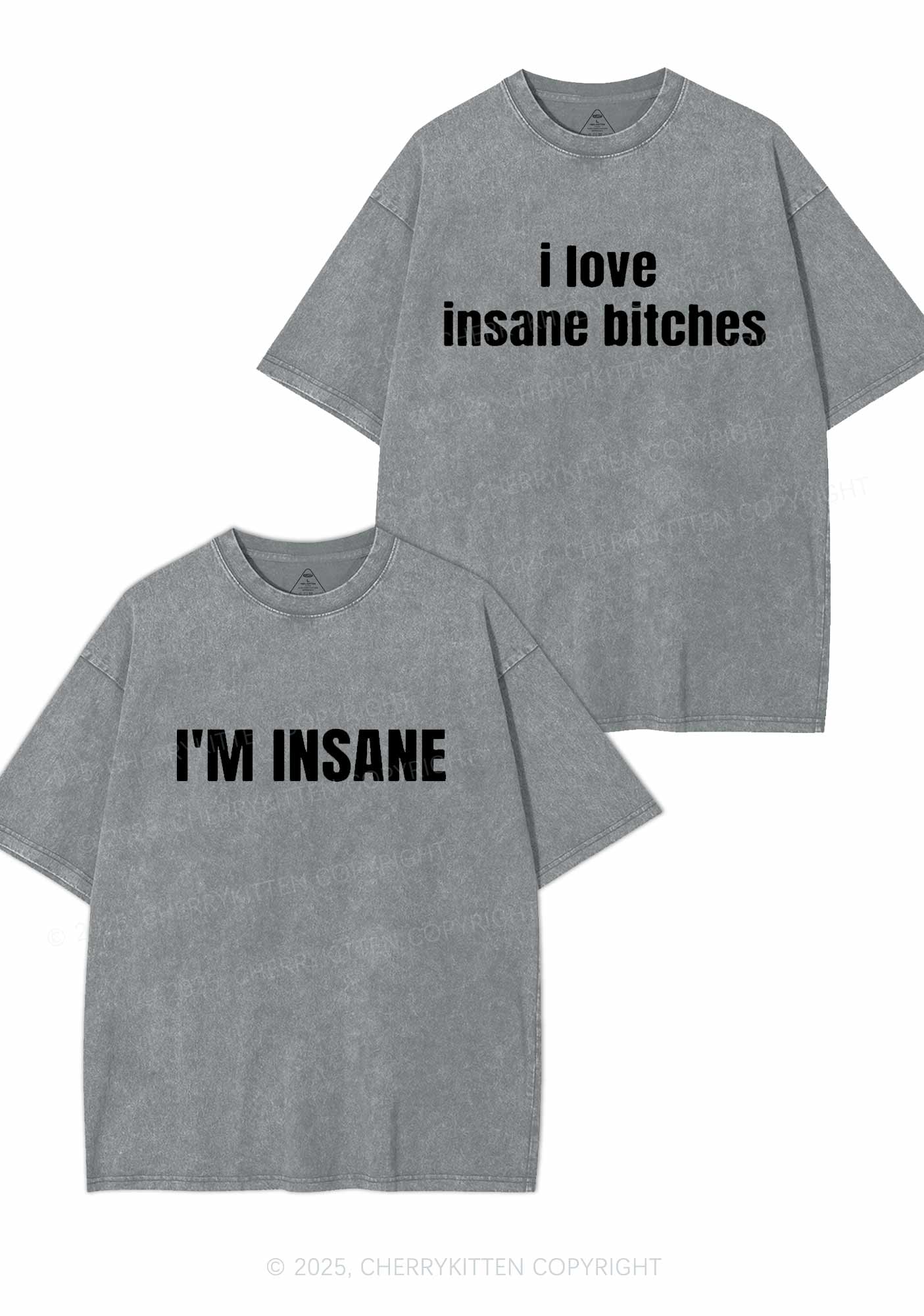 I Love Insane Y2K Valentine's Day Washed Tee Cherrykitten