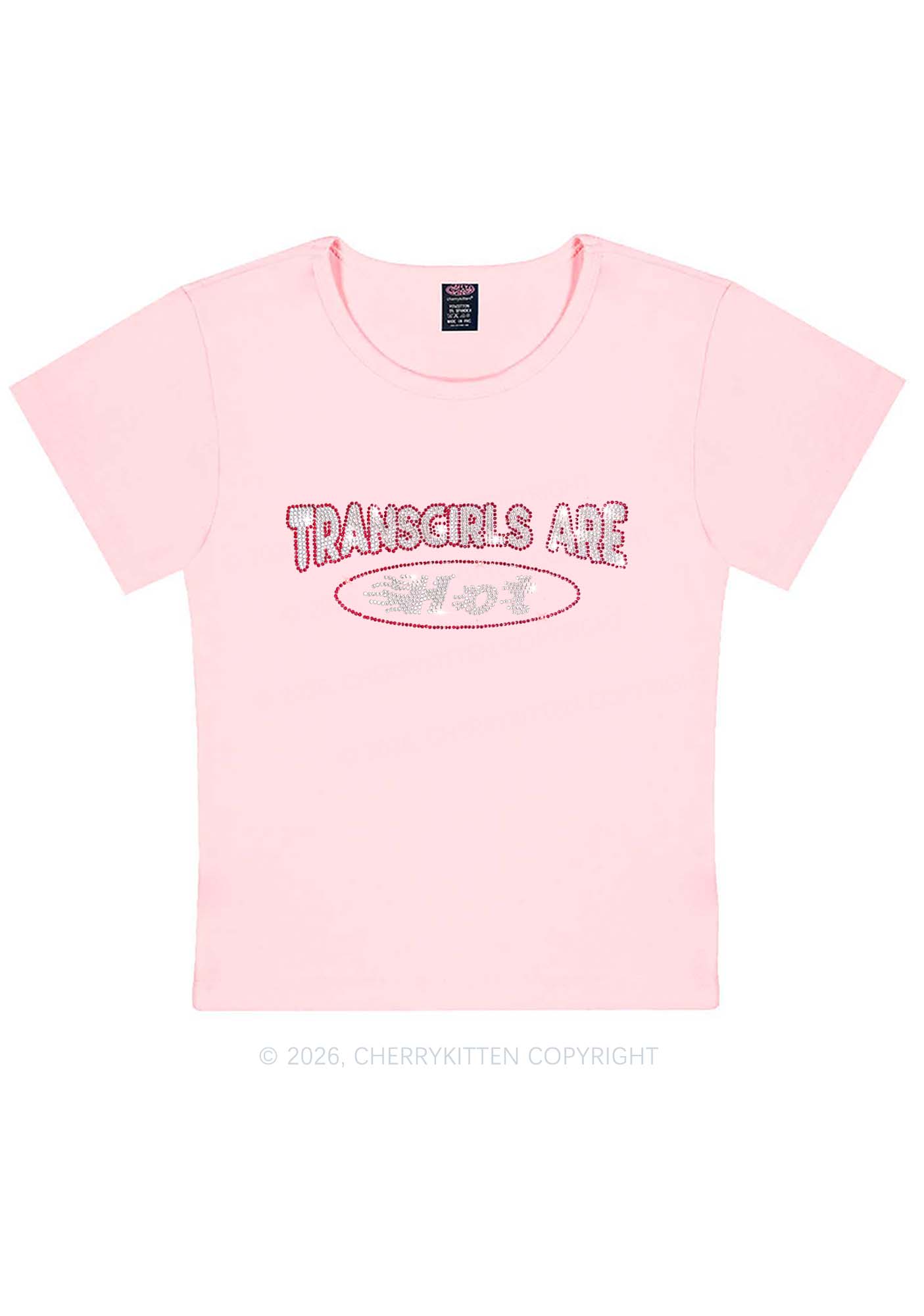 Rhinestone Transgirls Are Hot Pride Y2K Baby Tee Cherrykitten