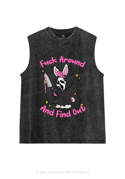 Halloween Fxxk Around Find Out Y2K Washed Muscle Tank Cherrykitten